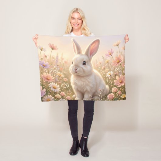 Couverture Polaire Lapin Blanc (En situation)