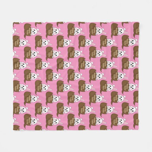 Couverture Polaire Lapin blanc dans l'oeuf au chocolat Joyeux Motif d (Devant (Horizontal))