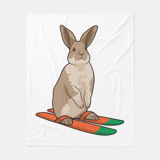 Couverture Polaire Lapin comme skieur avec ski (Devant)