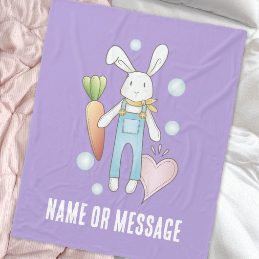 Couverture Polaire Lapin d'animal farci perso personnalisé violet mou