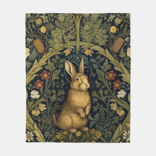 Couverture Polaire Lapin dans la forêt style Art nouveau (Devant)