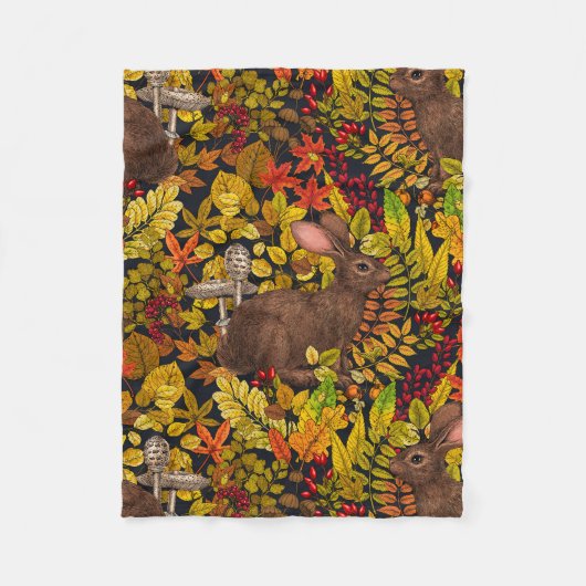 Couverture Polaire Lapin d'automne en noir (Devant)