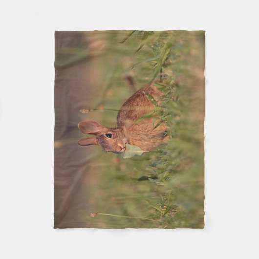 Couverture Polaire Lapin de bébé dans l'herbe (Devant)