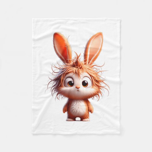 Couverture Polaire Lapin de dessin animé mignon avec une expression d (Devant)