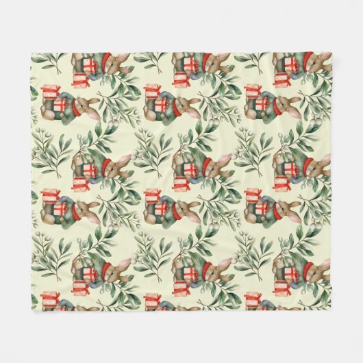 Couverture Polaire Lapin de Noël (Devant (Horizontal))