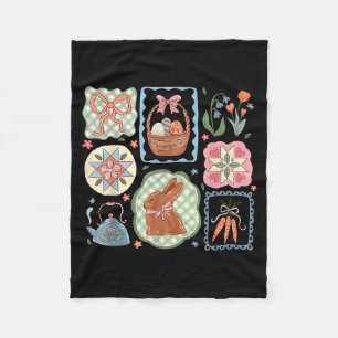 Couverture Polaire Lapin de Pâques à nœud coquet Fleur de lapin drôle