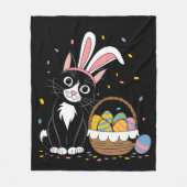 Couverture Polaire Lapin de Pâques Chat Noir Smoking Oreilles de Lapi (Devant)