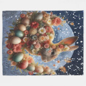 Couverture Polaire Lapin de Pâques en fleurs (Devant (Horizontal))