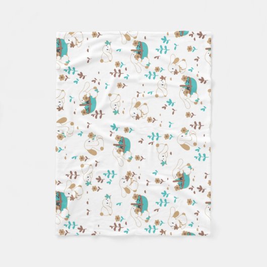 Couverture Polaire Lapin de Pâques et Motif de chasse aux oeufs (Devant)