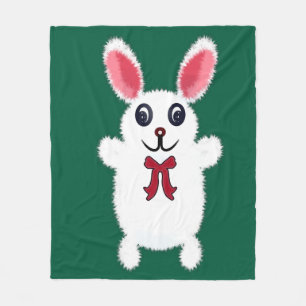 Couverture Polaire Lapin de Pâques Mignon, Doux et Blanc avec un Nœud