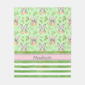 Couverture Polaire Lapin de Pâques Oreilles et rayures (Devant)