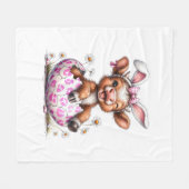 Couverture Polaire Lapin de Pâques Vache Drôle Adorateur de Vaches Hi (Devant (Horizontal))