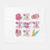 Couverture Polaire Lapin Drôle Coquette Nœud Papillon Professeur de L (Devant (Horizontal))