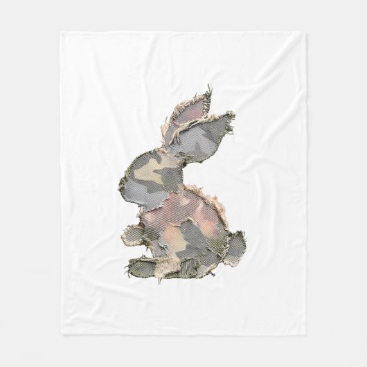 Couverture Polaire Lapin Drôle Crochet Patchwork Camo Lapin Heureux E (Devant)