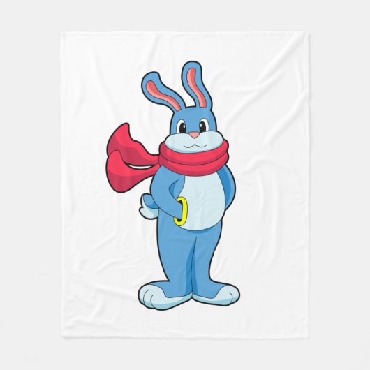 Couverture Polaire Lapin en hiver avec Écharpe (Devant)