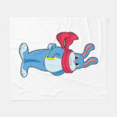 Couverture Polaire Lapin en hiver avec Écharpe (Devant (Horizontal))
