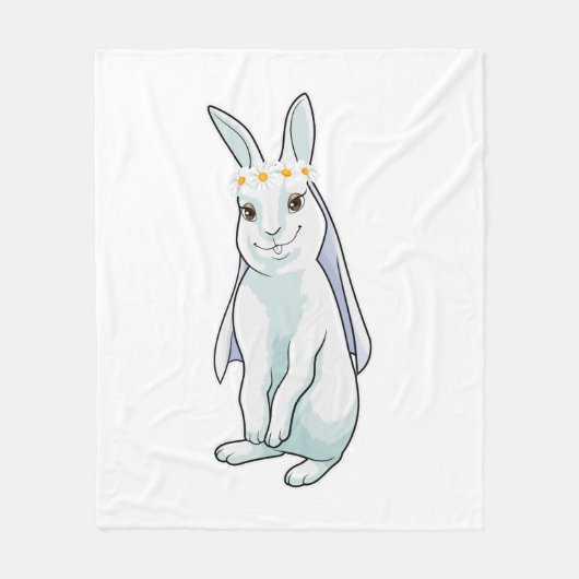 Couverture Polaire Lapin en mariée avec couronne de fleurs (Devant)