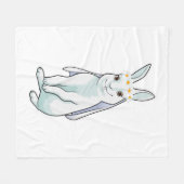 Couverture Polaire Lapin en mariée avec couronne de fleurs (Devant (Horizontal))