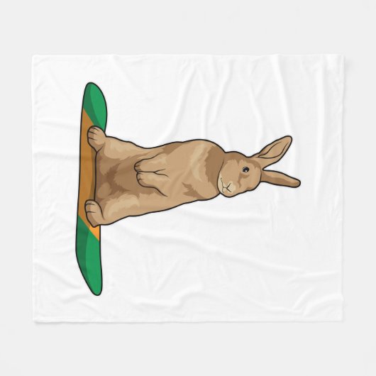 Couverture Polaire Lapin en Snowboard avec Snowboard (Devant (Horizontal))