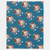 Couverture Polaire Lapin en tenue Cowboy avec Casquette et coutures (Devant)