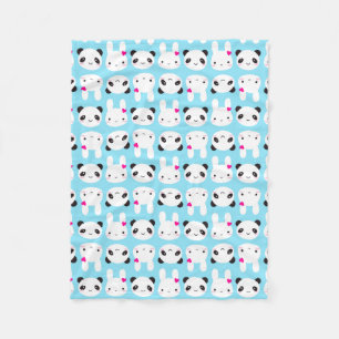Couverture Polaire Lapin et panda mignons superbes de Kawaii