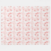 Couverture Polaire Lapin Fleur Couronne rose (Devant (Horizontal))