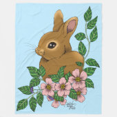 Couverture Polaire Lapin Lapin Fleurs Roses (Devant)