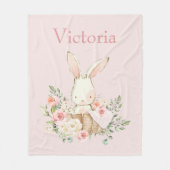 Couverture Polaire lapin lapin mignon Personnalisé rose moderne (Devant)