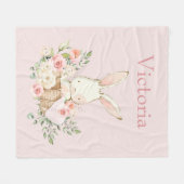 Couverture Polaire lapin lapin mignon Personnalisé rose moderne (Devant (Horizontal))