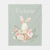 Couverture Polaire Lapin lapin mignon Personnalisé Vert moderne (Devant)
