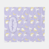 Couverture Polaire Lapin mignon violet et jaune avec étoiles de lune (Devant (Horizontal))