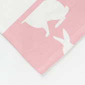 Couverture Polaire Lapin rose et blanc avec nom (Coin)
