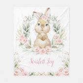 Couverture Polaire Lapin Rose Floral Lapin Vert Fille Nursery (Devant)
