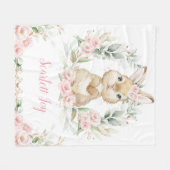 Couverture Polaire Lapin Rose Floral Lapin Vert Fille Nursery (Devant (Horizontal))