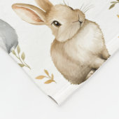 Couverture Polaire Lapins Et Feuilles (Coin)