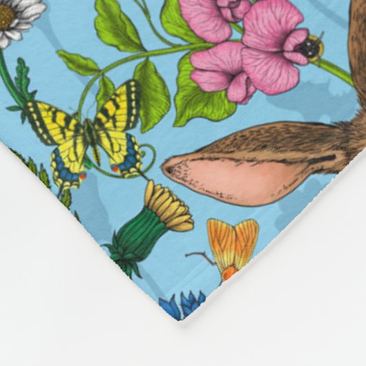 Couverture Polaire Lapins et fleur sauvage (Coin)