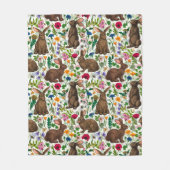 Couverture Polaire Lapins et fleur sauvage (Devant)