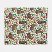 Couverture Polaire Lapins et fleur sauvage (Devant (Horizontal))