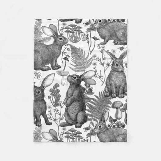 Couverture Polaire Lapins et flore boisée2 Blanche polaire (Devant)