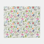 Couverture Polaire Lapins, papillons et fleurs (Devant (Horizontal))