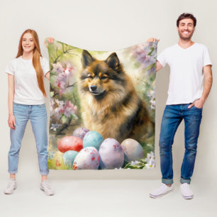 Couverture Polaire Lapphund finlandais avec oeufs de Pâques