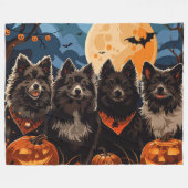 Couverture Polaire Lapphund finlandais Halloween Éffrayant (Devant (Horizontal))