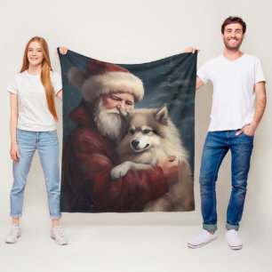 Couverture Polaire Lapphund finlandais Noël festif du Père Noël