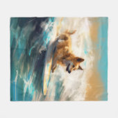 Couverture Polaire Lapphund Plage Finlandaise Plage Surf Peinture (Devant (Horizontal))