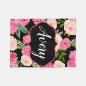 Couverture Polaire L'aquarelle noire personnalisée fleurit la (Devant (Horizontal))