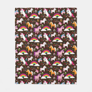 Couverture Polaire l'arc-en-ciel de licorne badine le cheval