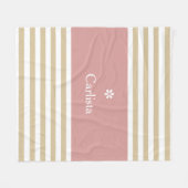 Couverture Polaire Large Tan Horizontal Stripes rose Nom et marguerit (Devant (Horizontal))