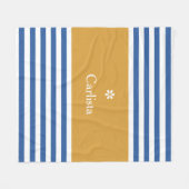 Couverture Polaire Larges bandes horizontales bleues Nom Or et margue (Devant (Horizontal))