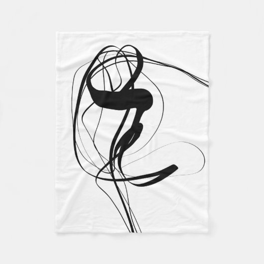 Couverture Polaire L'art Abstrait minimaliste noir et blanc (Devant)