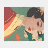 Couverture Polaire L'art coloré Geisha (Devant (Horizontal))